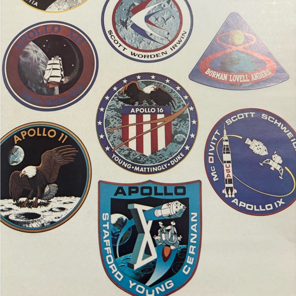 Vintage NASA Apollo Mission Flight Decals Sticker Sheet Set